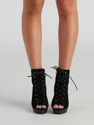 Take A Peek Nubuck Lace-Up Booties