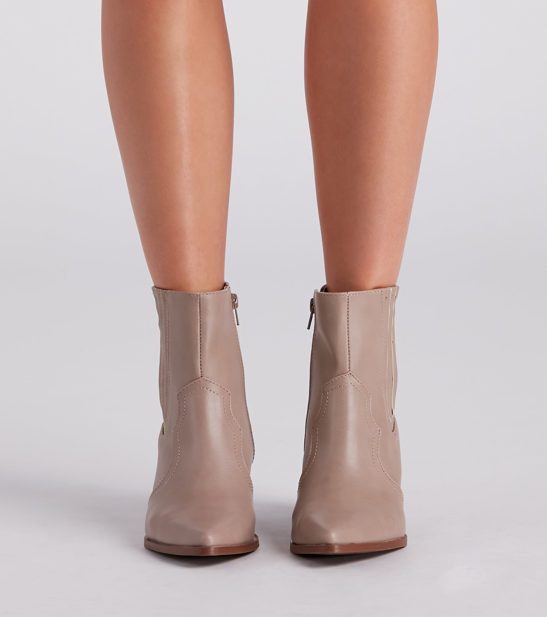 Country Kicks Faux Leather Block Booties - Image 6