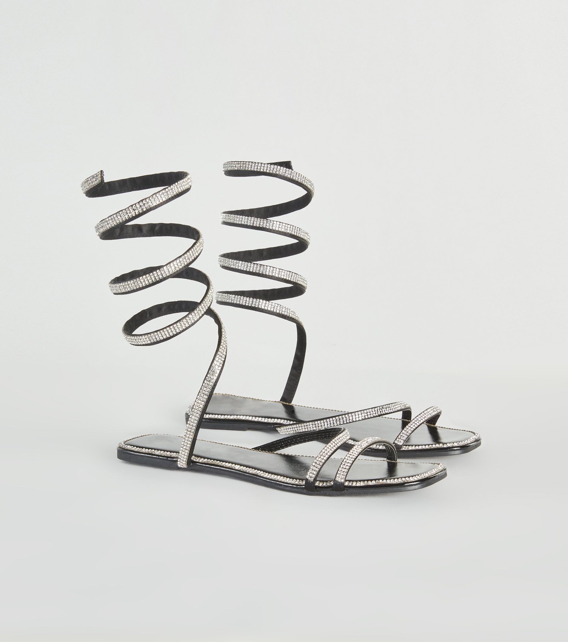 For A Spin Rhinestone Spiral Flat Sandals - Image 9