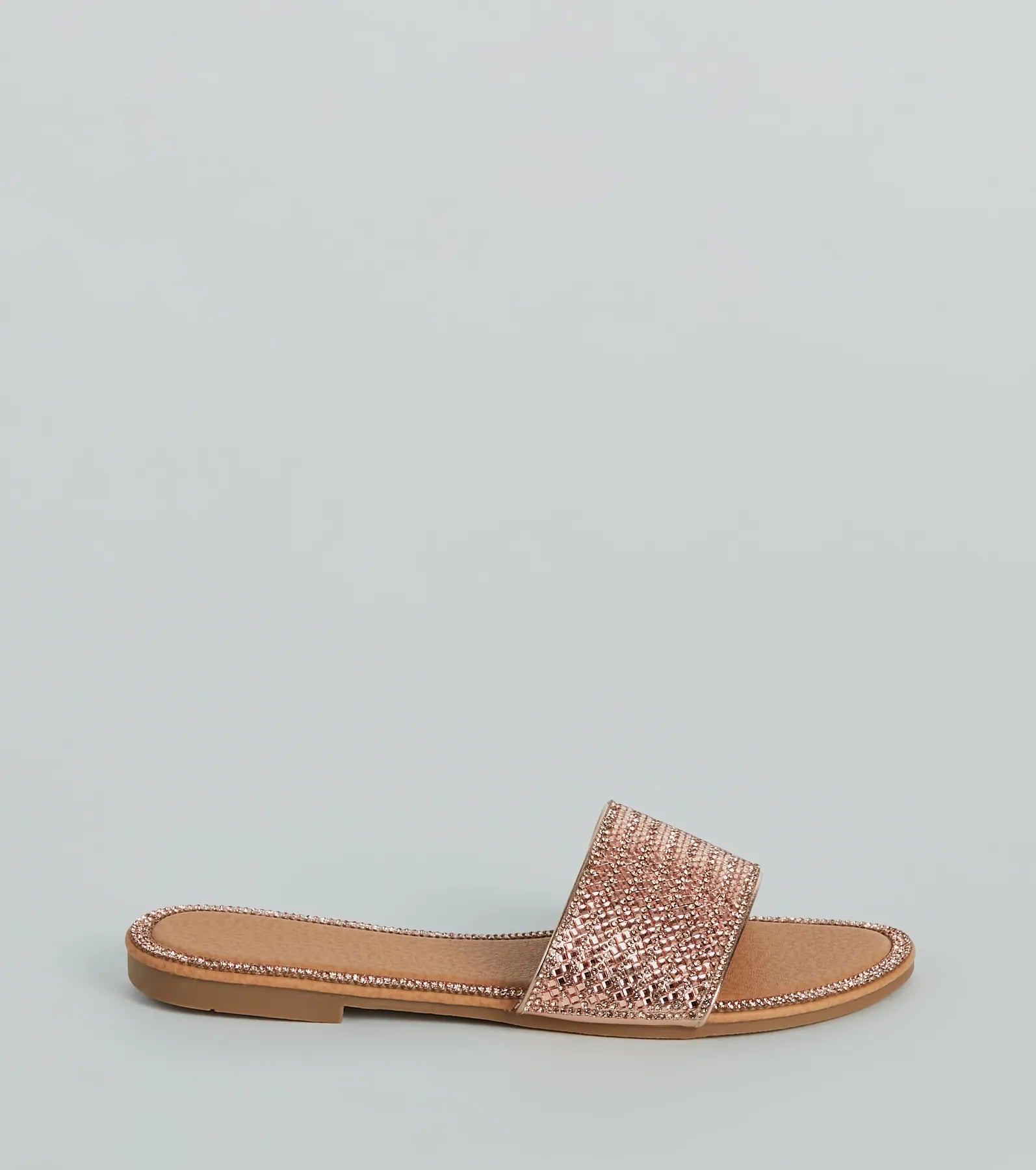Casual Glitz Rhinestone Strap Faux Leather Sandals - Image 2