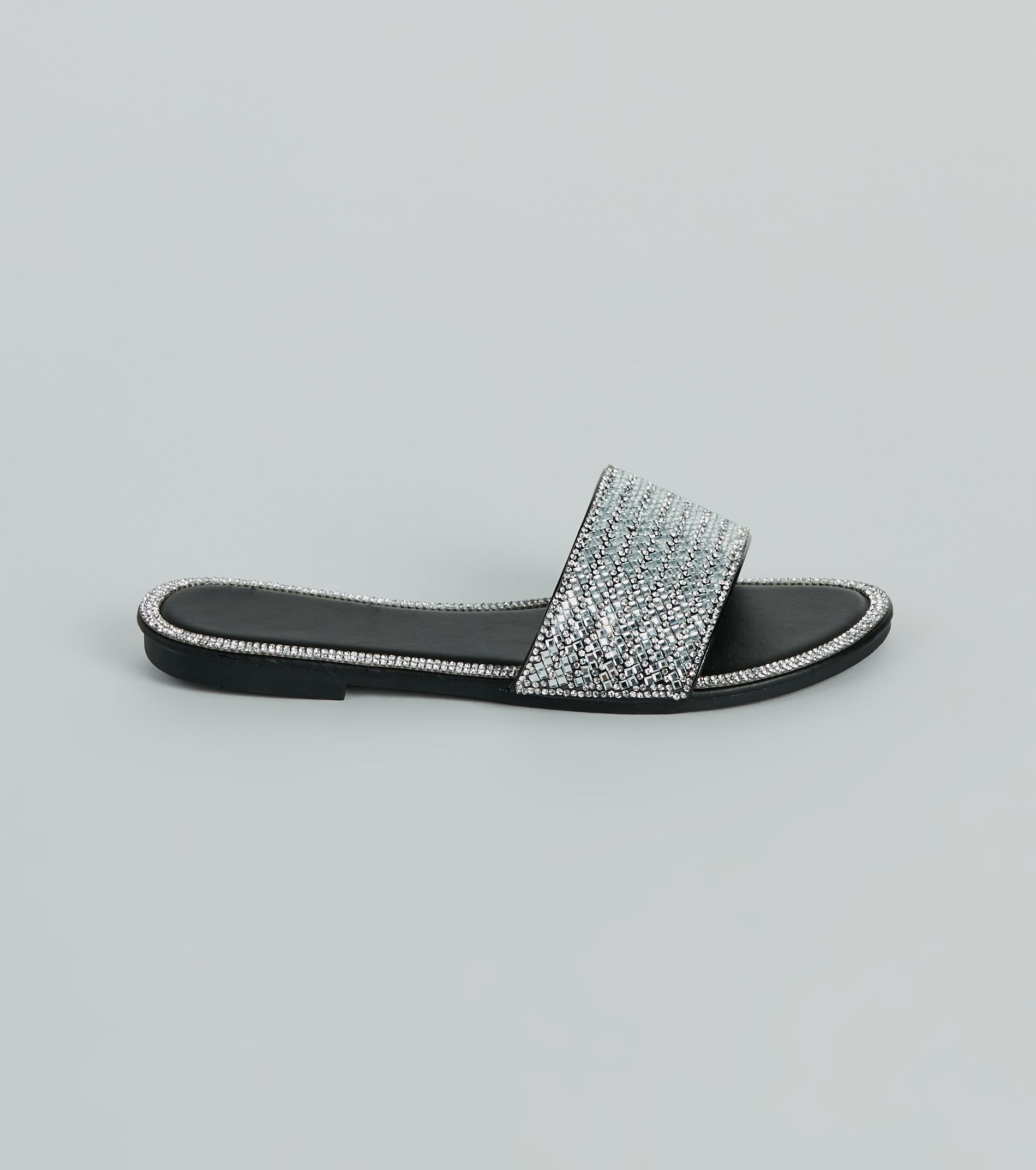 Casual Glitz Rhinestone Strap Faux Leather Sandals - Image 6
