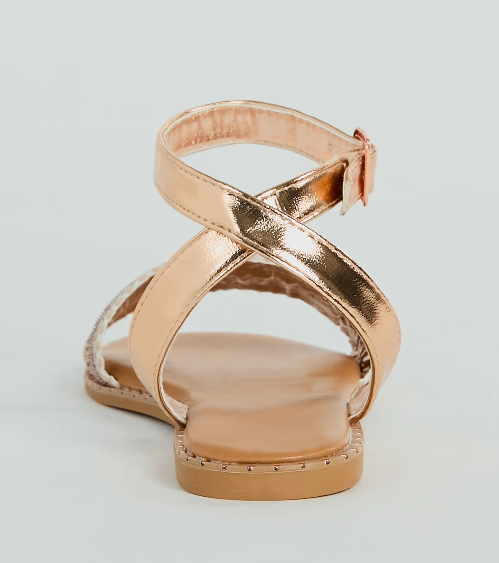 Sun-Soaked Adventure Woven Metallic Flat Sandals - Image 4