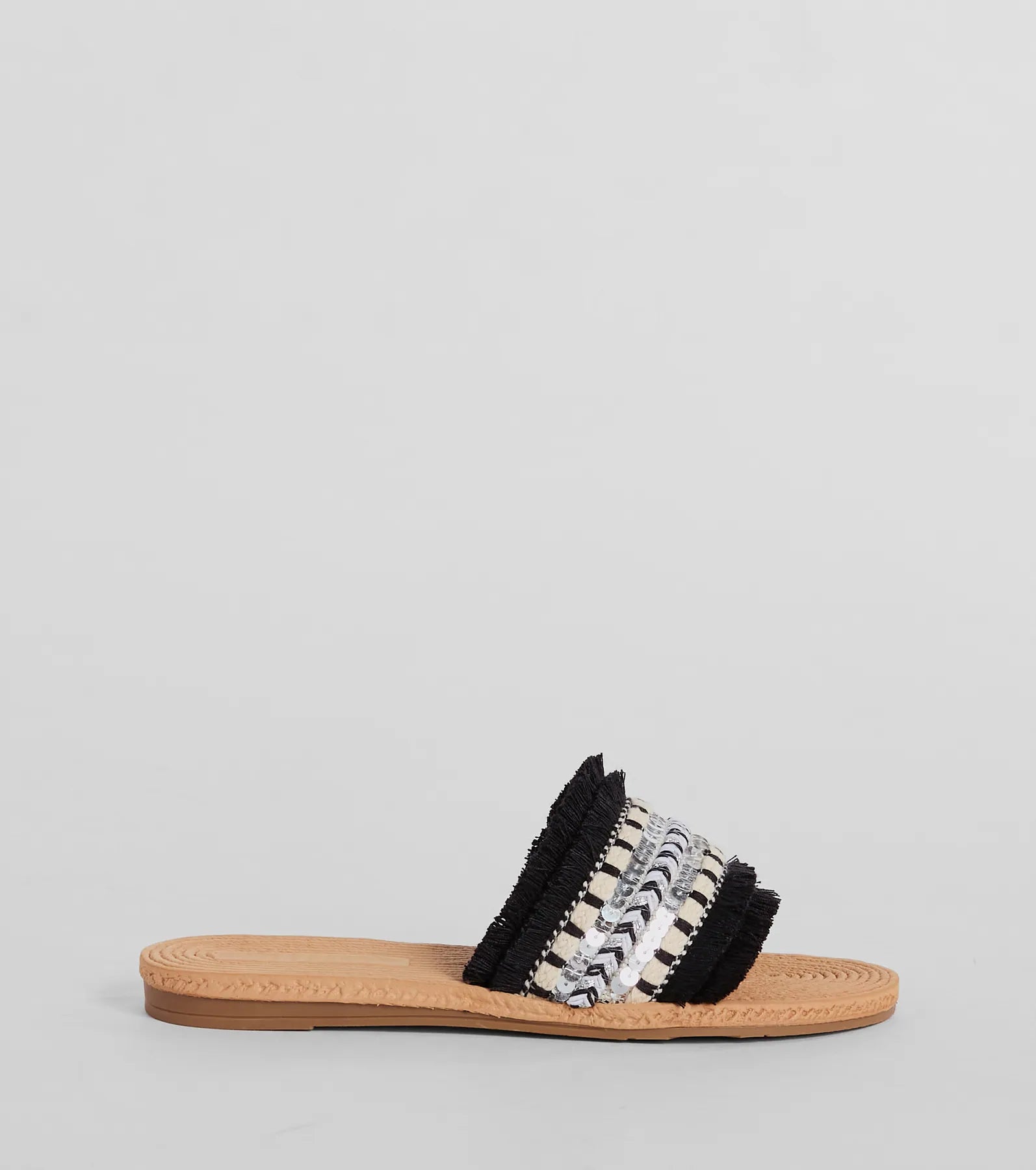Summer Glam Espadrille Sequin Fringe Sandals - Image 2