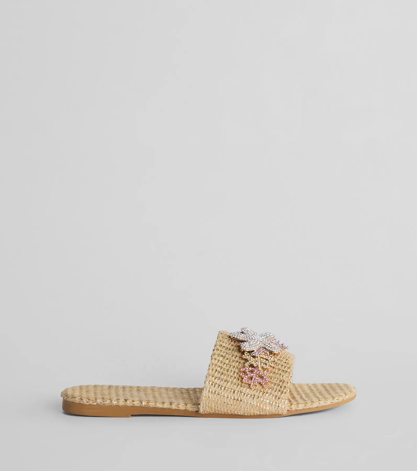 Wish On A Rhinestone Starfish Straw Flat Sandals - Image 2