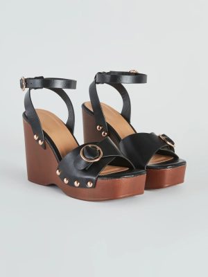 Away This Weekend Buckle Platform Wedges