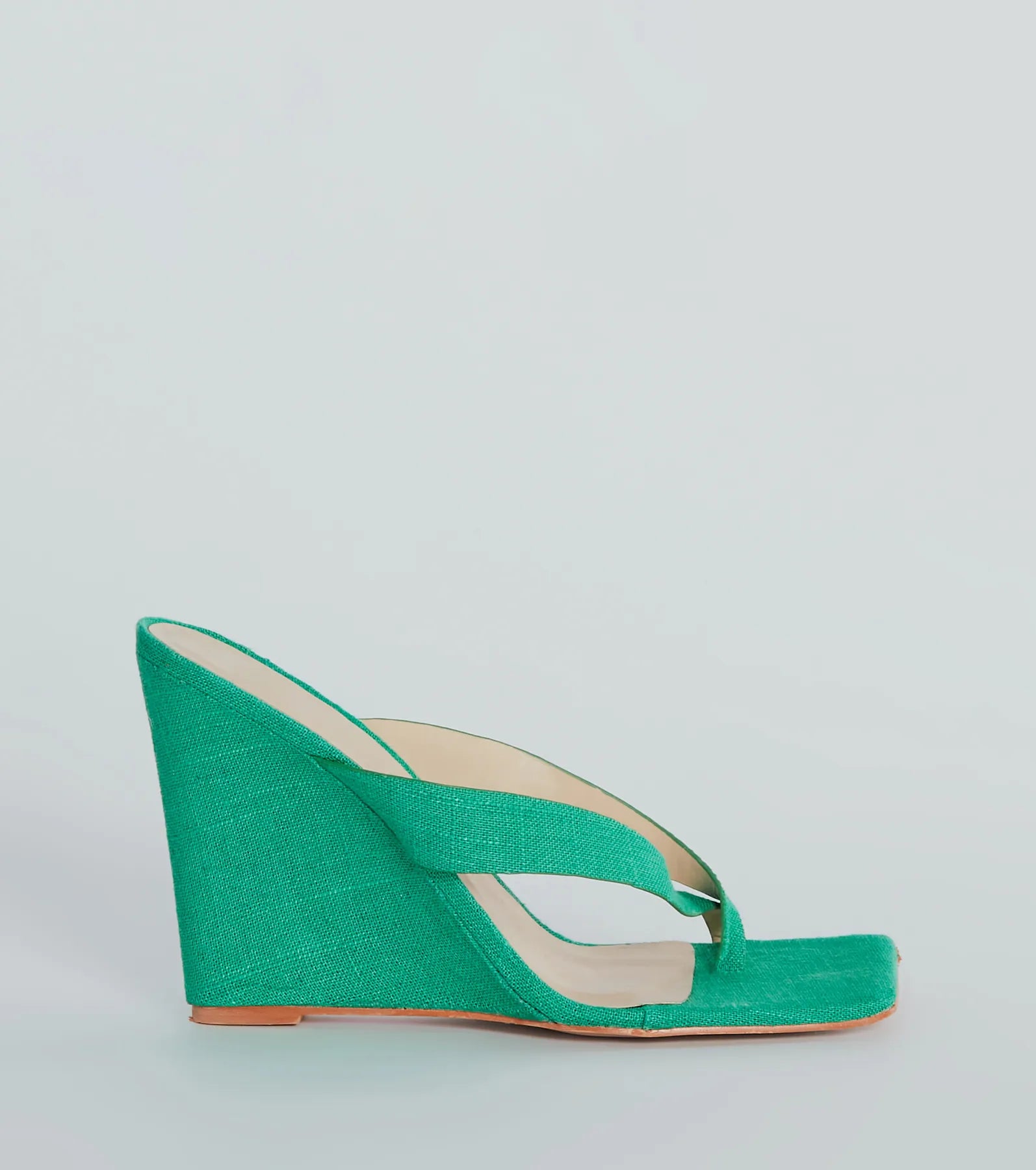 Summer Muse Linen Thong Wedges - Image 2