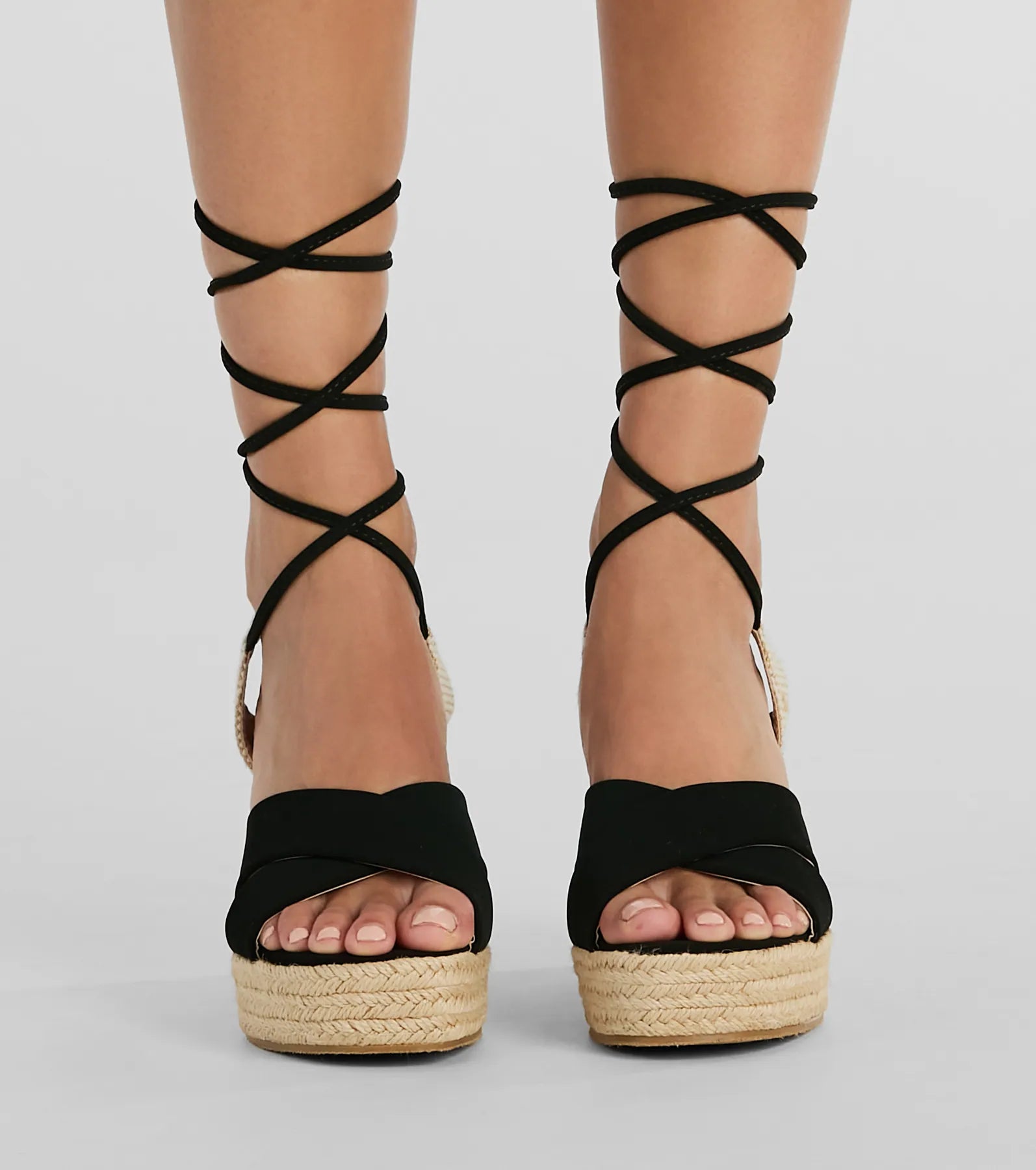 Open Toe Season Lace-Up Espadrille Wedges - Image 6