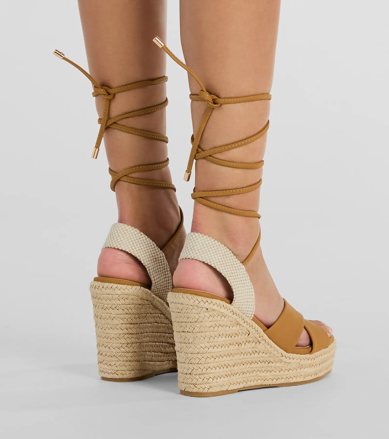 Open Toe Season Lace-Up Espadrille Wedges - Image 4