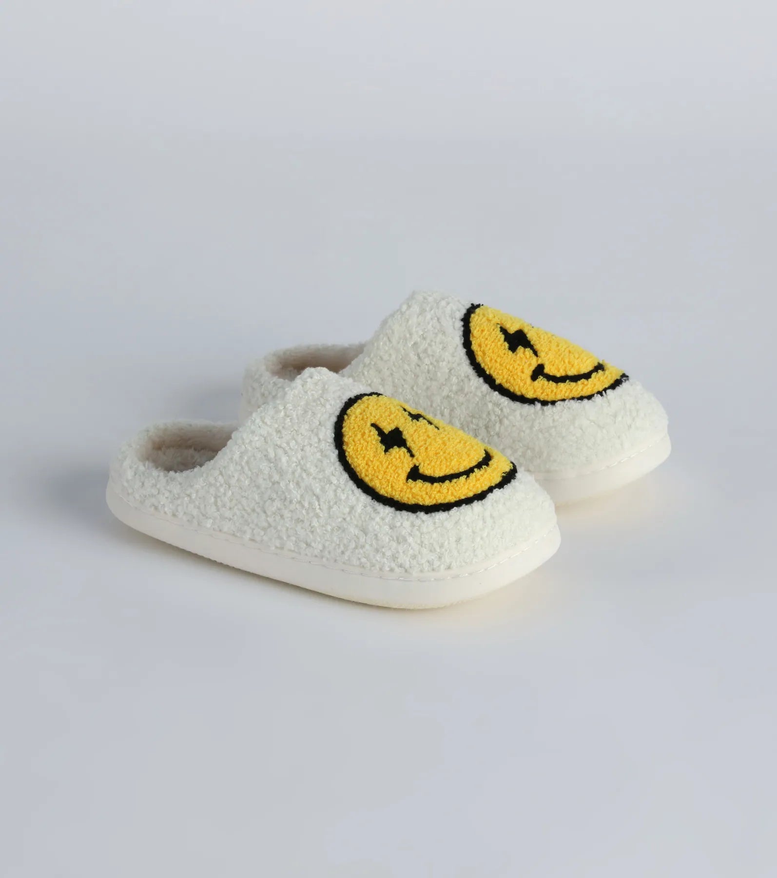 Happy Face Faux Sherpa Slippers - Image 5